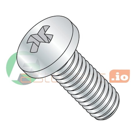 #6-32 X 1-1/8 In Phillips Pan Machine Screw, Zinc Plated Steel, 8000 PK